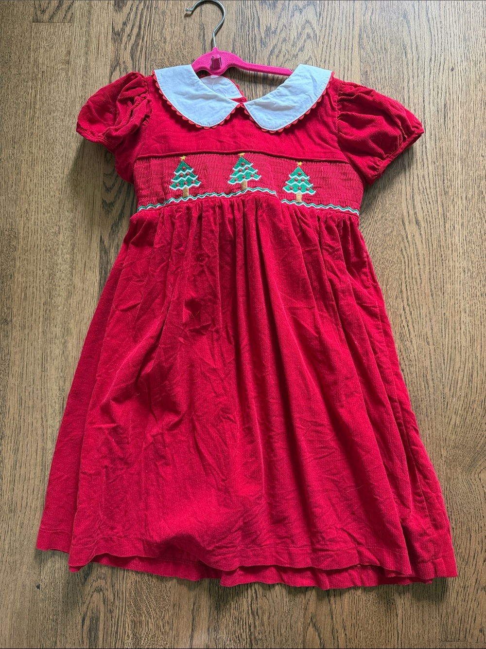 Lil Cactus Girls Christmas Tree Embroidered Dress Size 6Y
